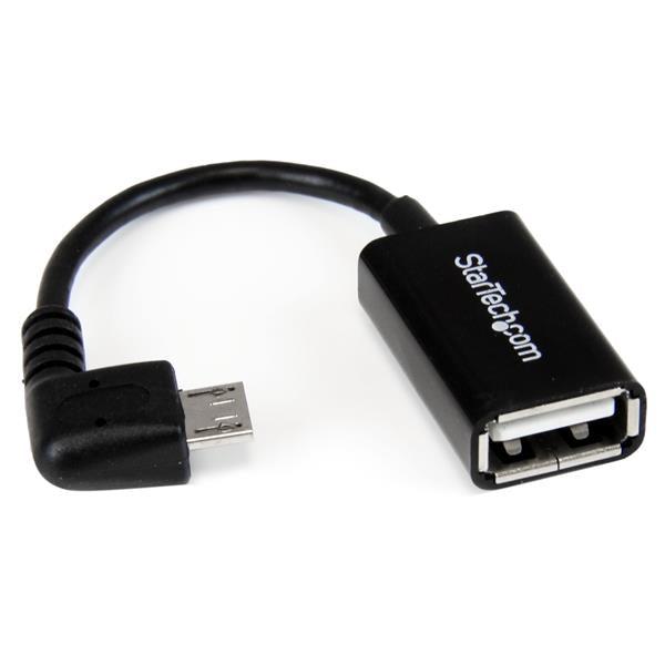StarTech.com Câble Adaptateur Micro USB Angle Droit vers USB Host OTG, 12cm, Mâle vers Femelle