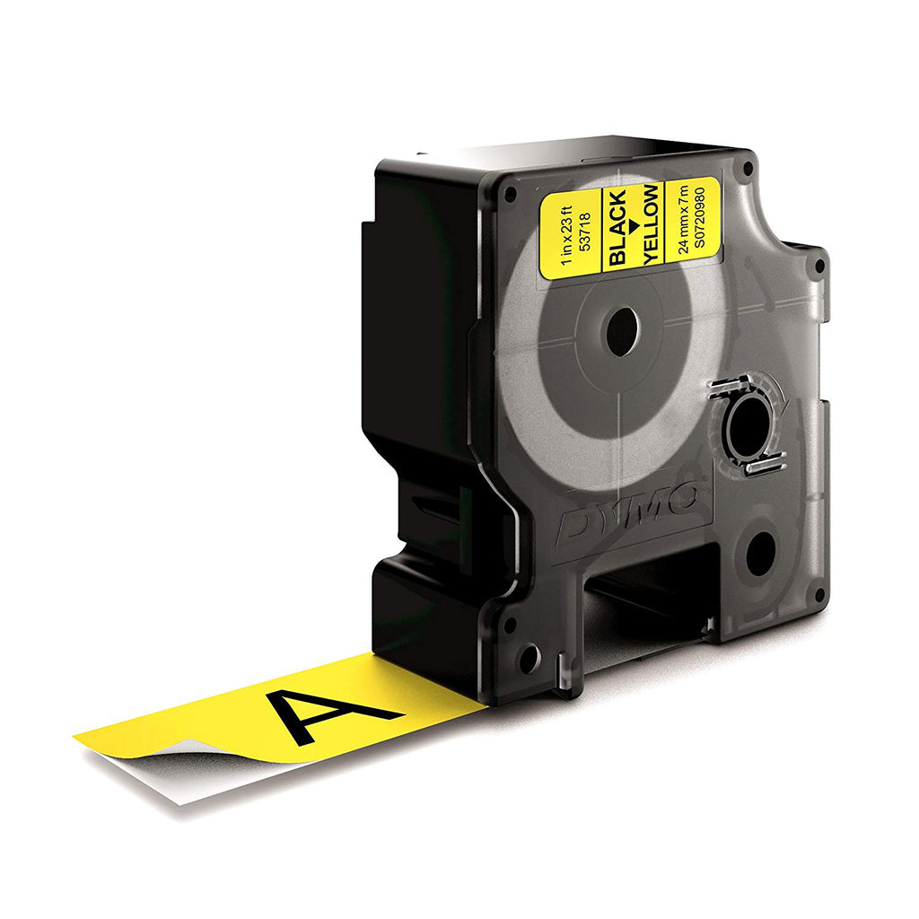 DYMO D1 étiquettes autocollantes authentiques | rouleau de 24 mm x 7 m | impression en noir sur fond jaune | autocollantes | pour étiqueteuses LabelManager