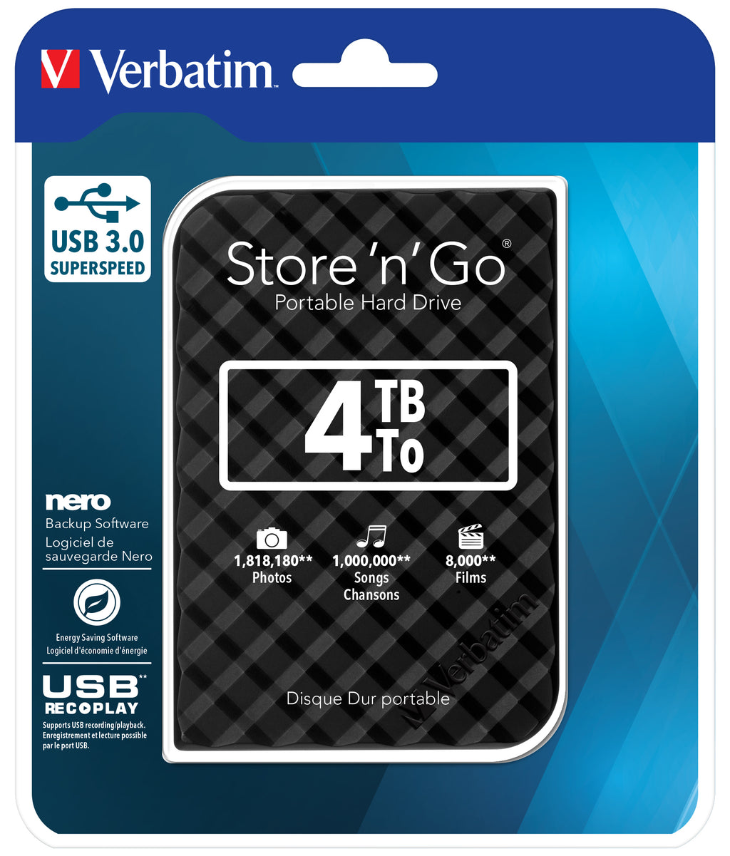 Verbatim Store 'n' Go 3.0 Disque Dur Portable 4 To, Noir