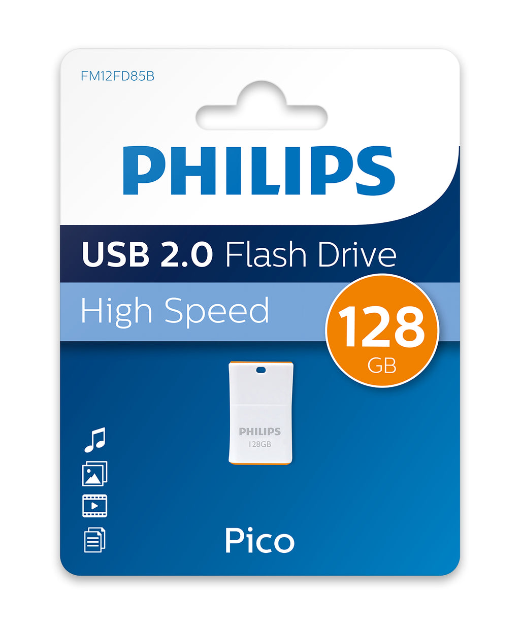 Philips Pico lecteur USB flash 128 Go USB Type-A 2.0 Orange, Blanc