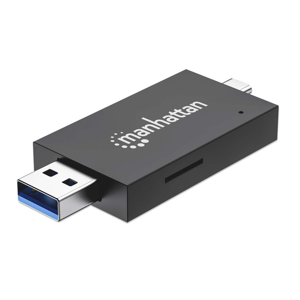 Manhattan Lecteur de Cartes Multiformat USB-A/USB-C, 5 Gbps USB 3.0, SD et microSD, Noir/Translucide