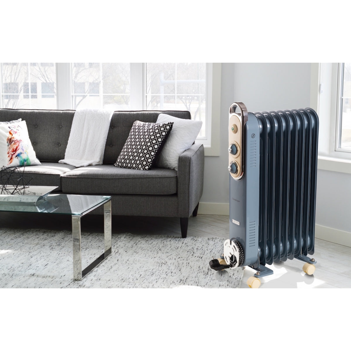 Ariete Radiateur à huile 3 niveaux de puissance, thermostat réglable- Bleu - ARI-8251-BL