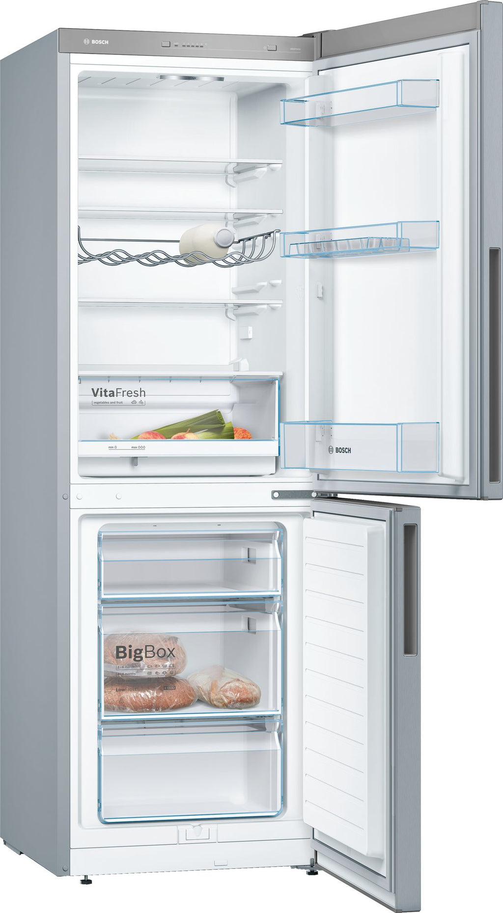 Bosch Bosch Serie 4 KGV33VLEA réfrigérateur-congélateur Pose libre 289 L Acier inoxydable