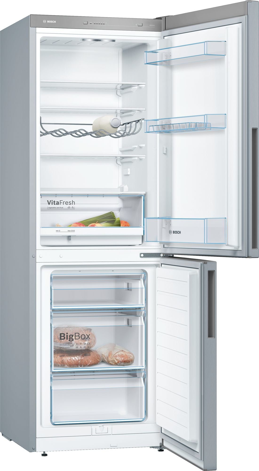 Bosch Bosch Serie 4 KGV33VLEA réfrigérateur-congélateur Pose libre 289 L Acier inoxydable