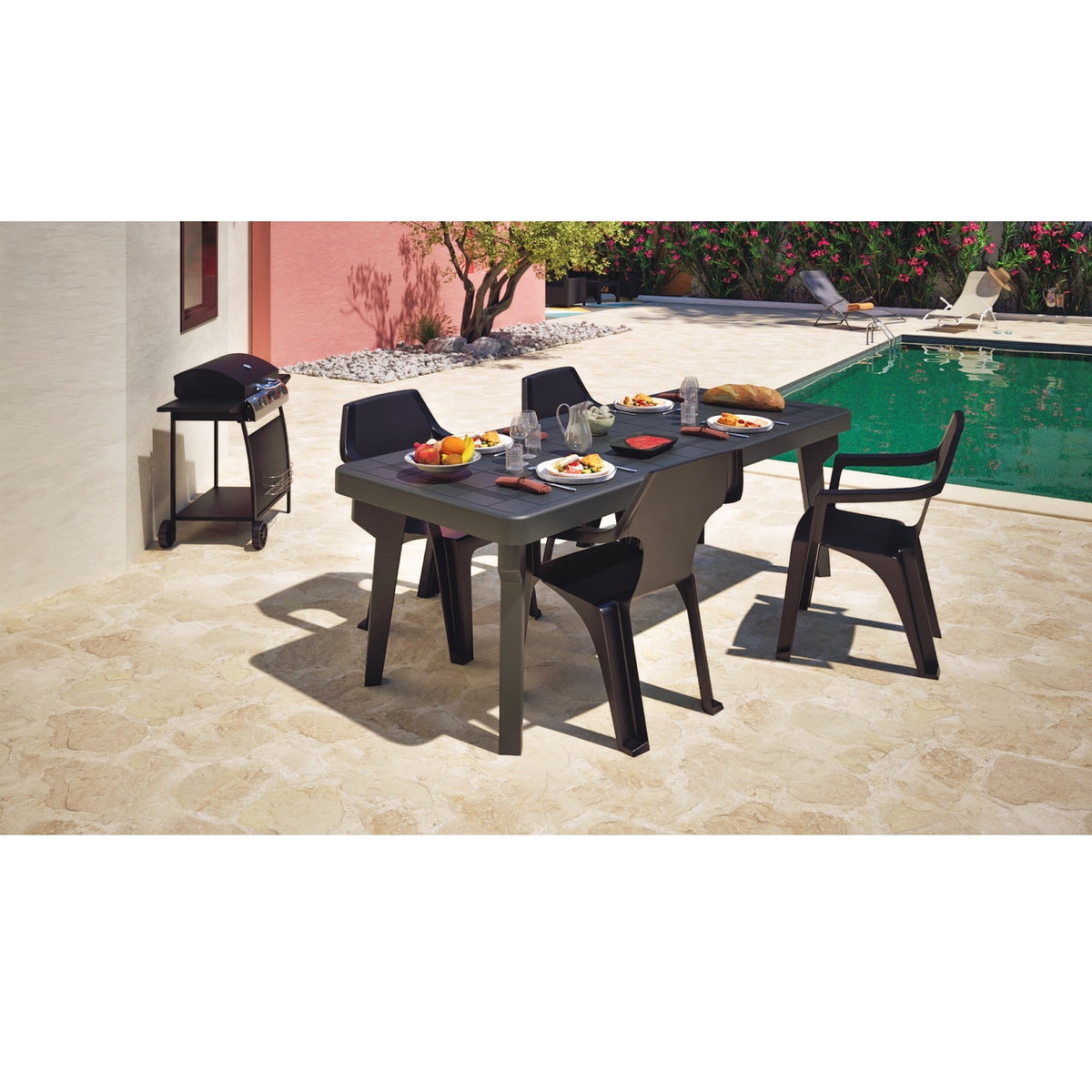 BICA Fauteuil de jardin en résine Gris Parma