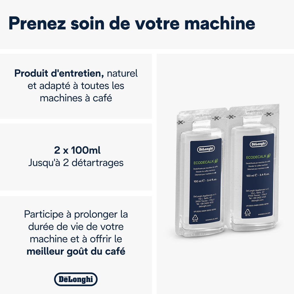 Delonghi Détartrant ECODECALK 2 x 100 ML pour machine à café
