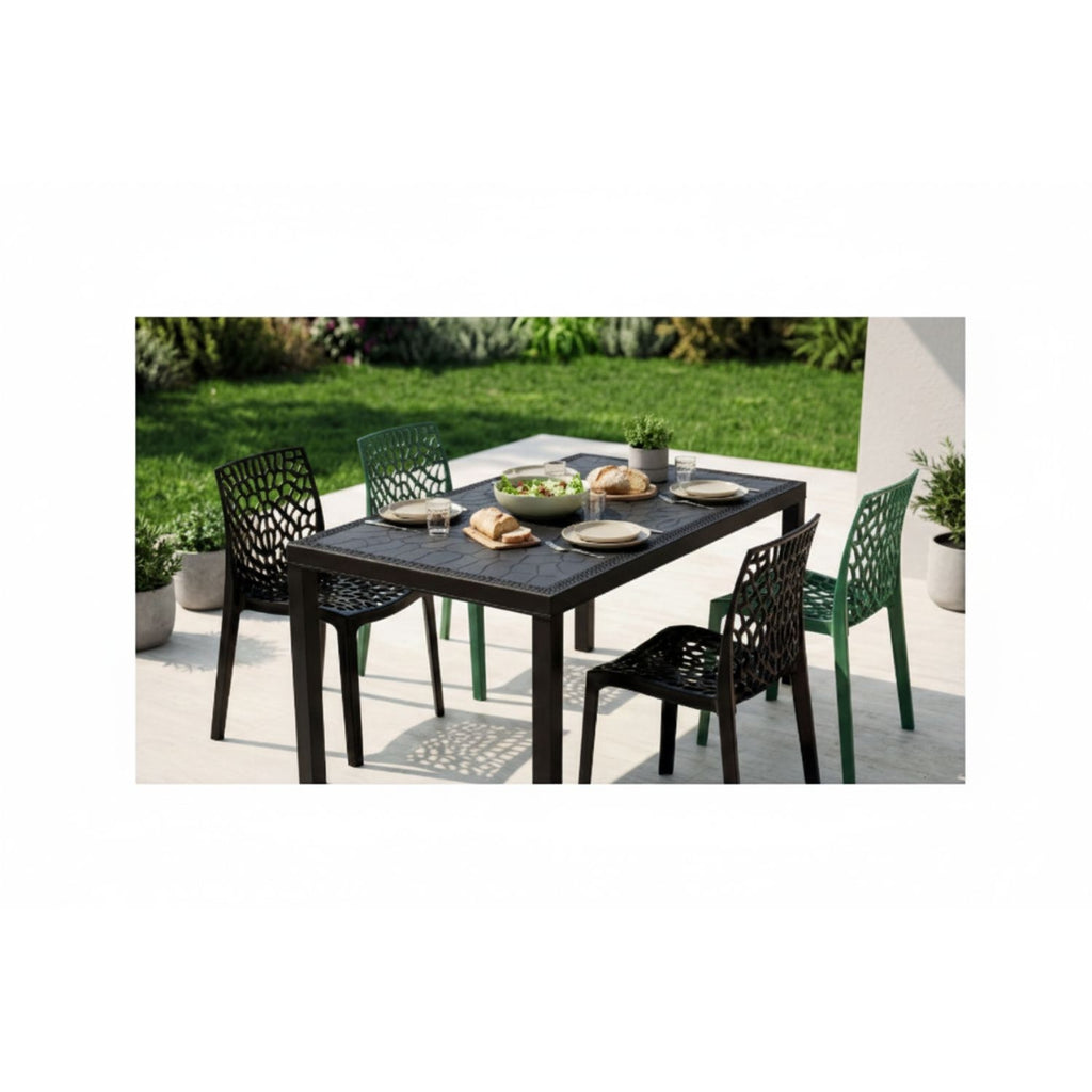 Grandsoleil Table de jardin fixe 150cm résine anthracite Gruvyer