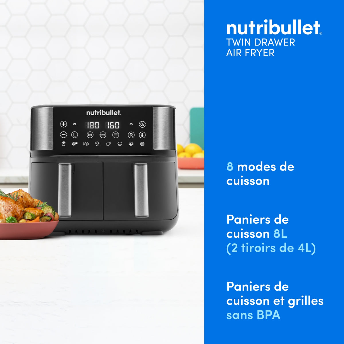 Nutribullet Friteuse sans huile Airfryer 8 L NBA081B