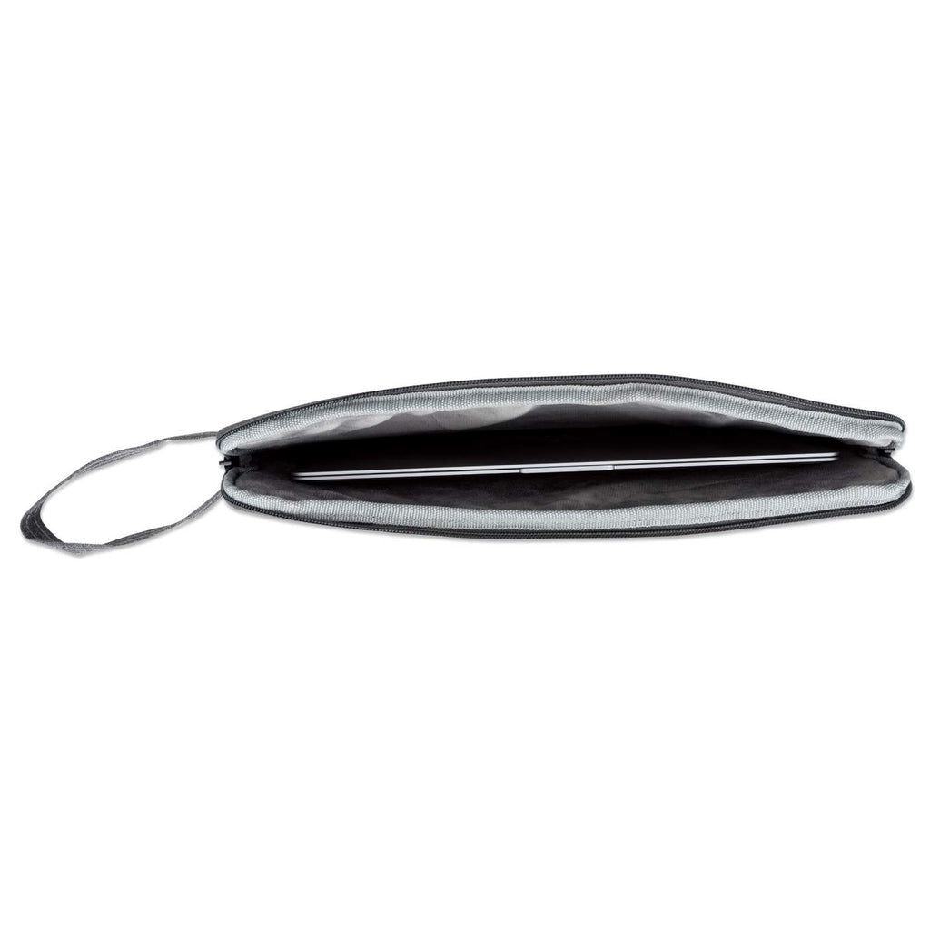 Manhattan Housse Seattle pour ordinateur portable 14,5", grise, rembourrée, intérieur ultra doux, compartiment principal à double zip, poche avant zippée, boucle de transport, résistante à l’eau, garantie 3 ans