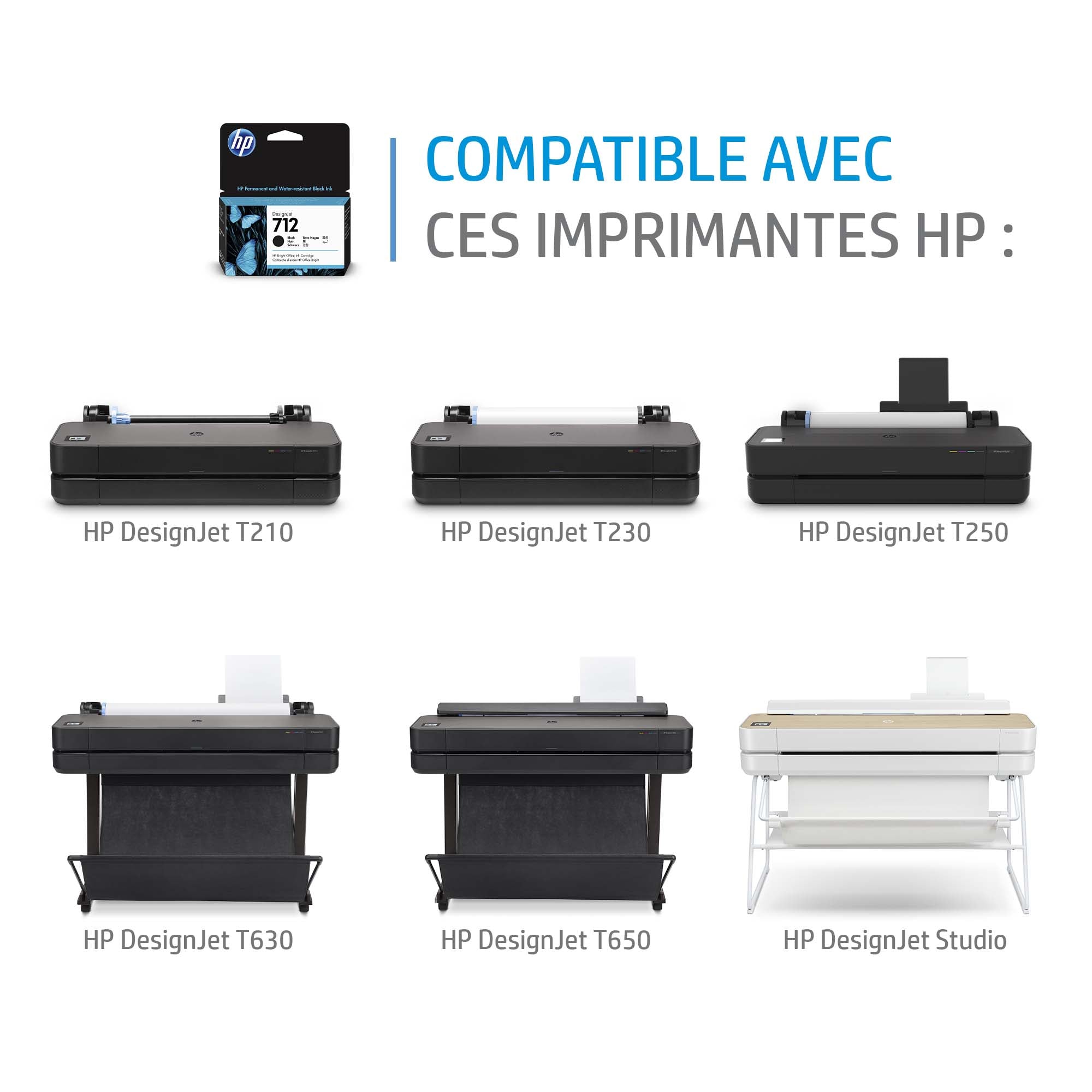 HP Cartouche d'encre DesignJet 712, jaune, 29 ml