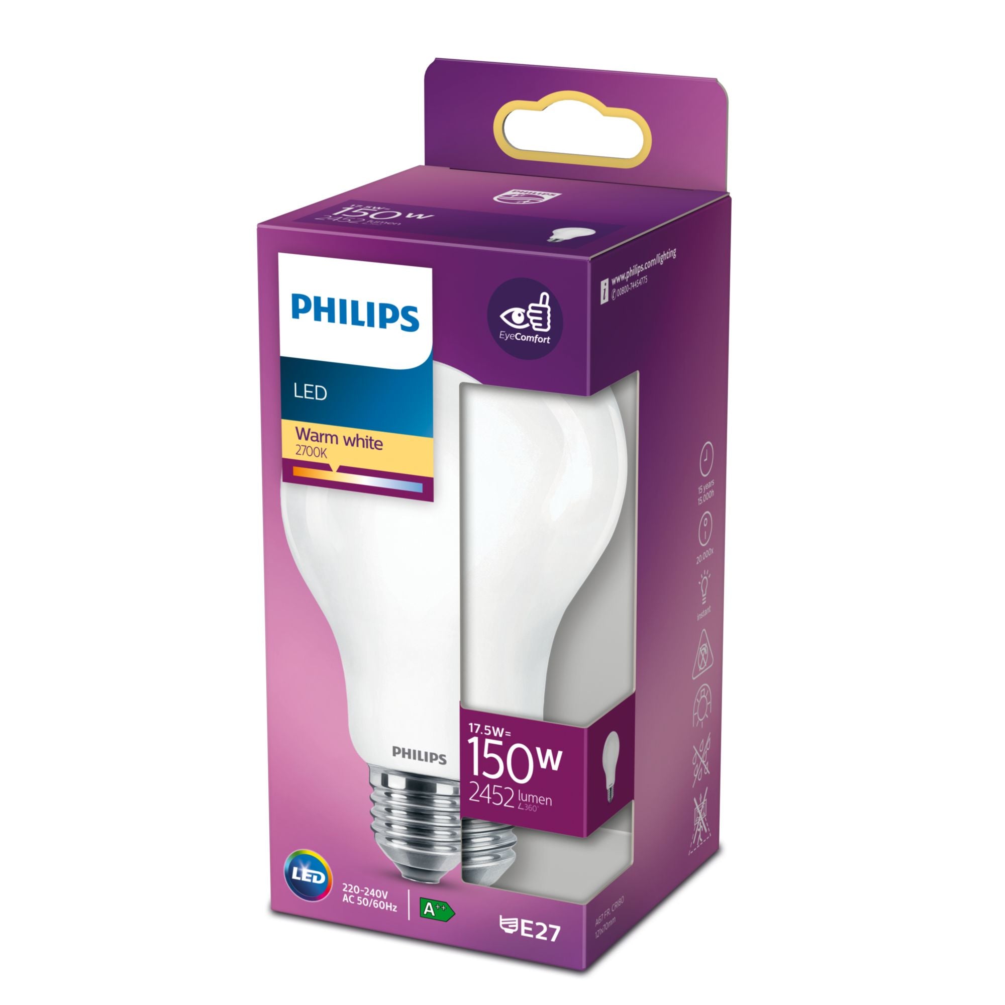 Philips Ampoule dépolie à filament 150 W A67 E27
