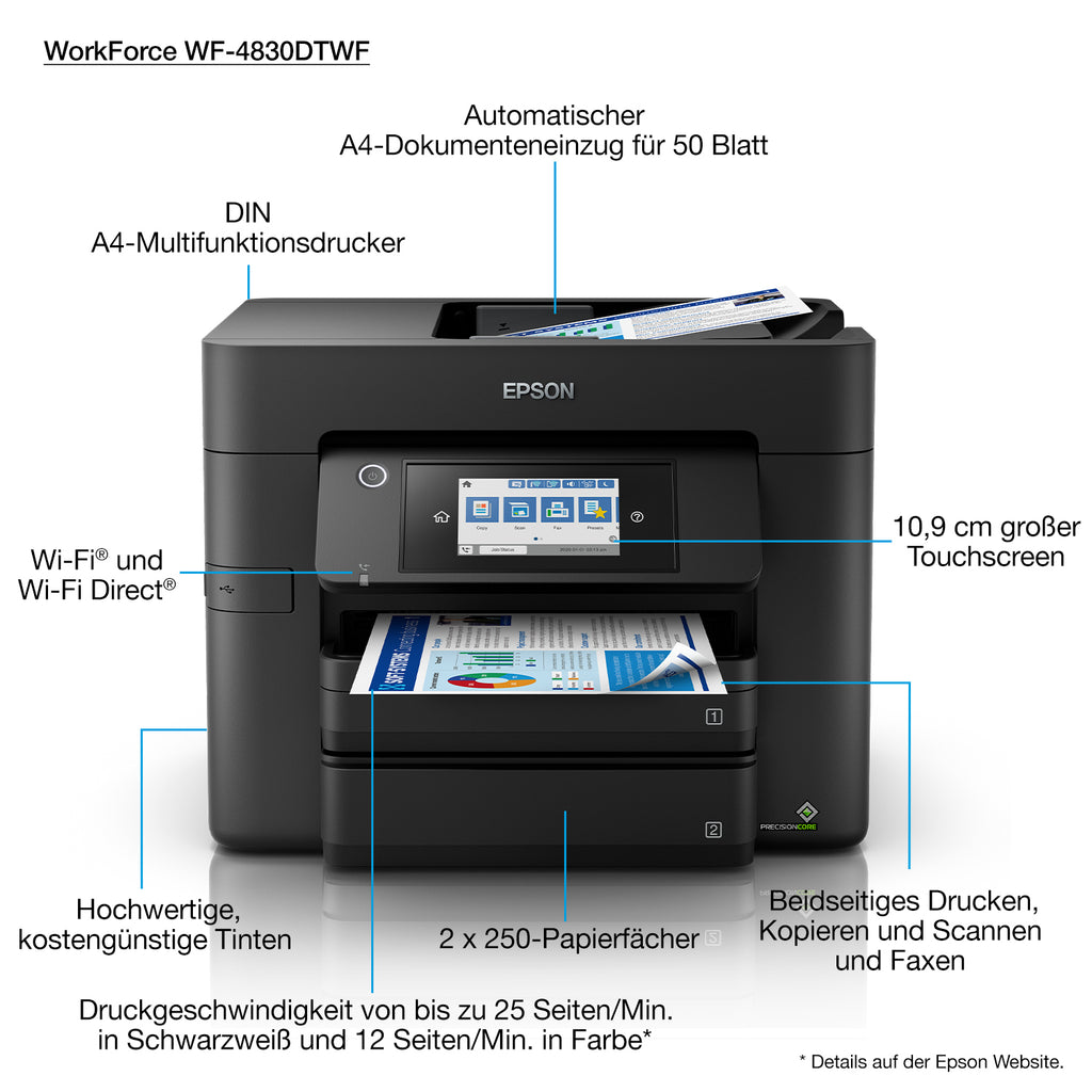 Epson WorkForce Pro WF-4830DTWF Jet d'encre A4 4800 x 2400 DPI 36 ppm Wifi