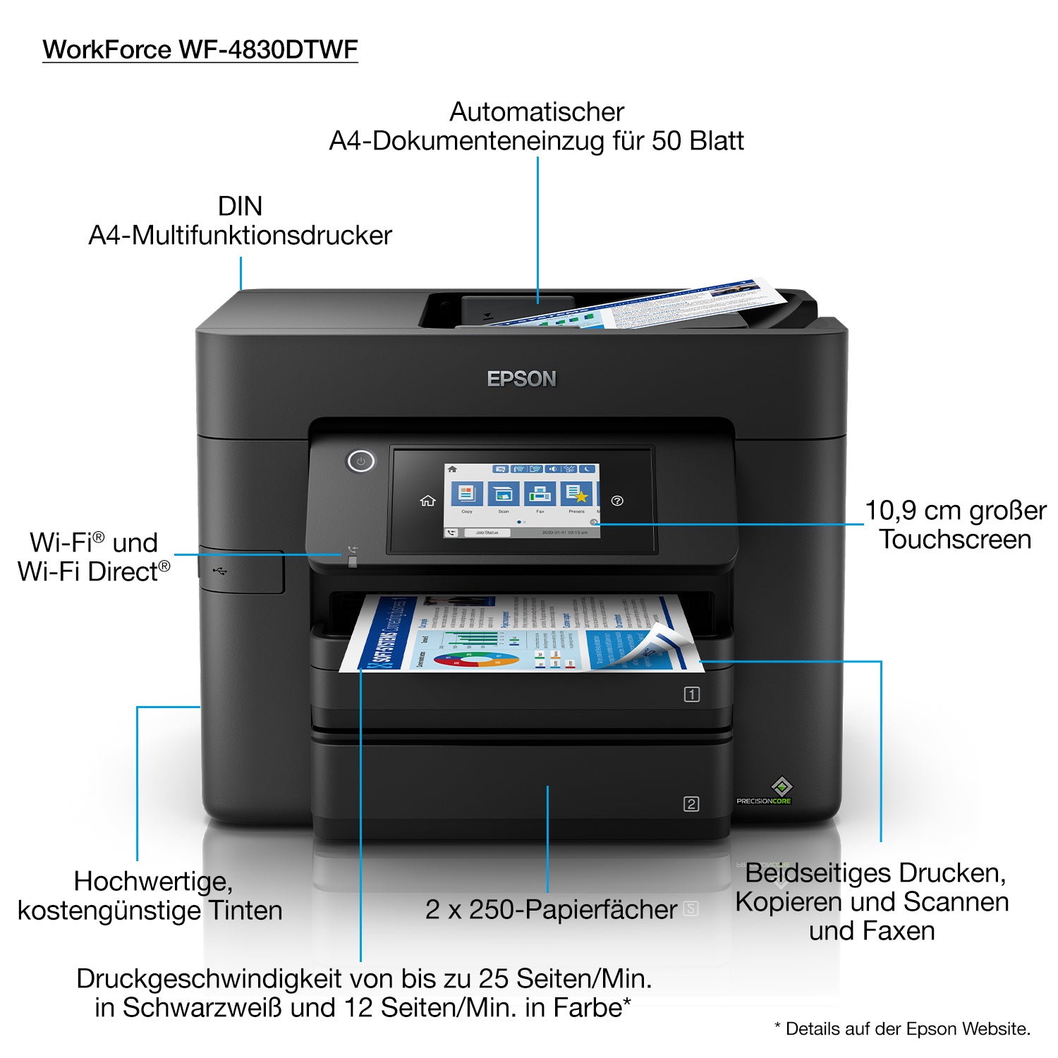 Epson WorkForce Pro WF-4830DTWF Jet d'encre A4 4800 x 2400 DPI 36 ppm Wifi