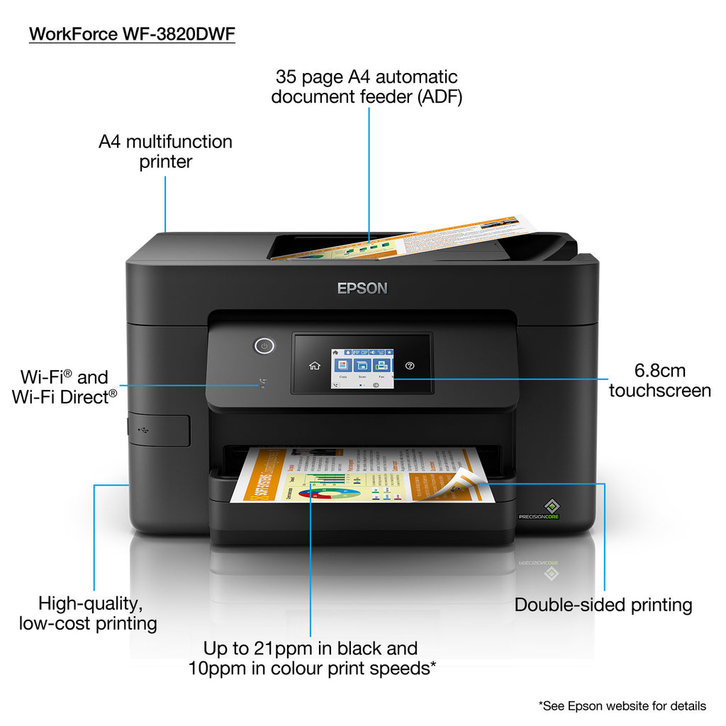 Epson WorkForce Pro WF-3820DWF Jet d'encre A4 4800 x 2400 DPI 21 ppm Wifi