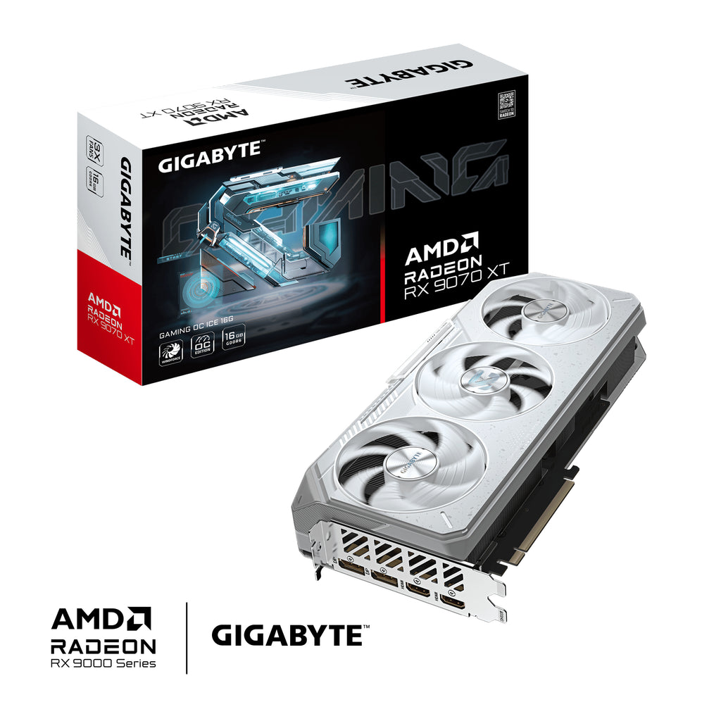 GIGABYTE Radeon RX 9070 XT GAMING OC ICE 16G Carte Graphique - 16GB GDDR6, 256bit, PCI-E 5.0, 3060 MHz Fréquence du cœur