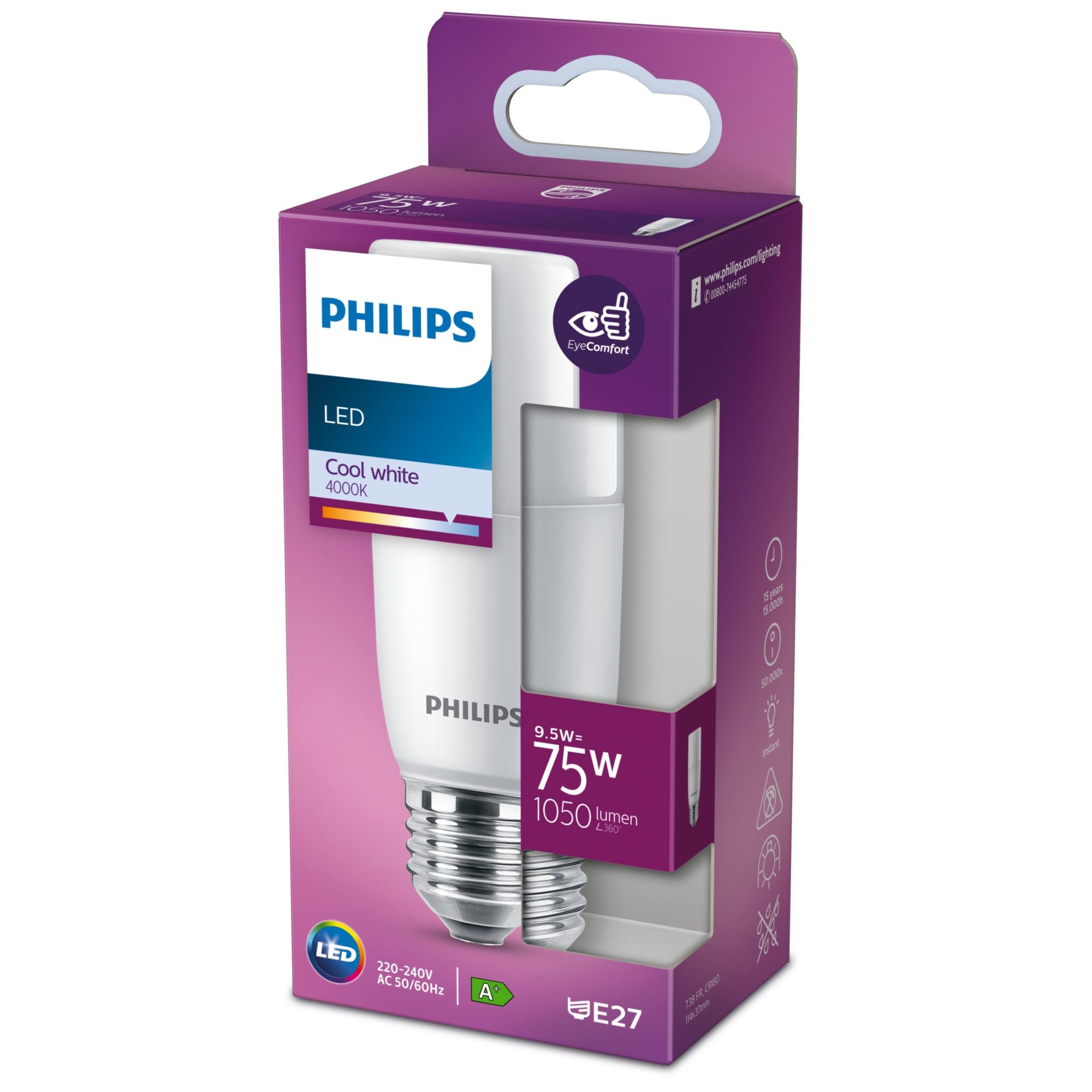 Philips Ampoule droite 75 W E27