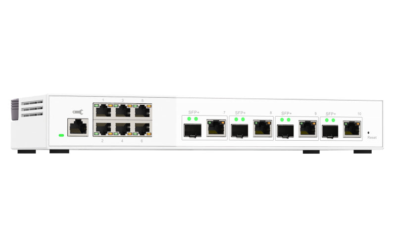 QNAP QSW-M2106-4C Commutateur Réseau Géré L2 2.5G Ethernet, 4 ports combo 10GbE SFP+/RJ45, 6 ports 2.5GbE, Blanc