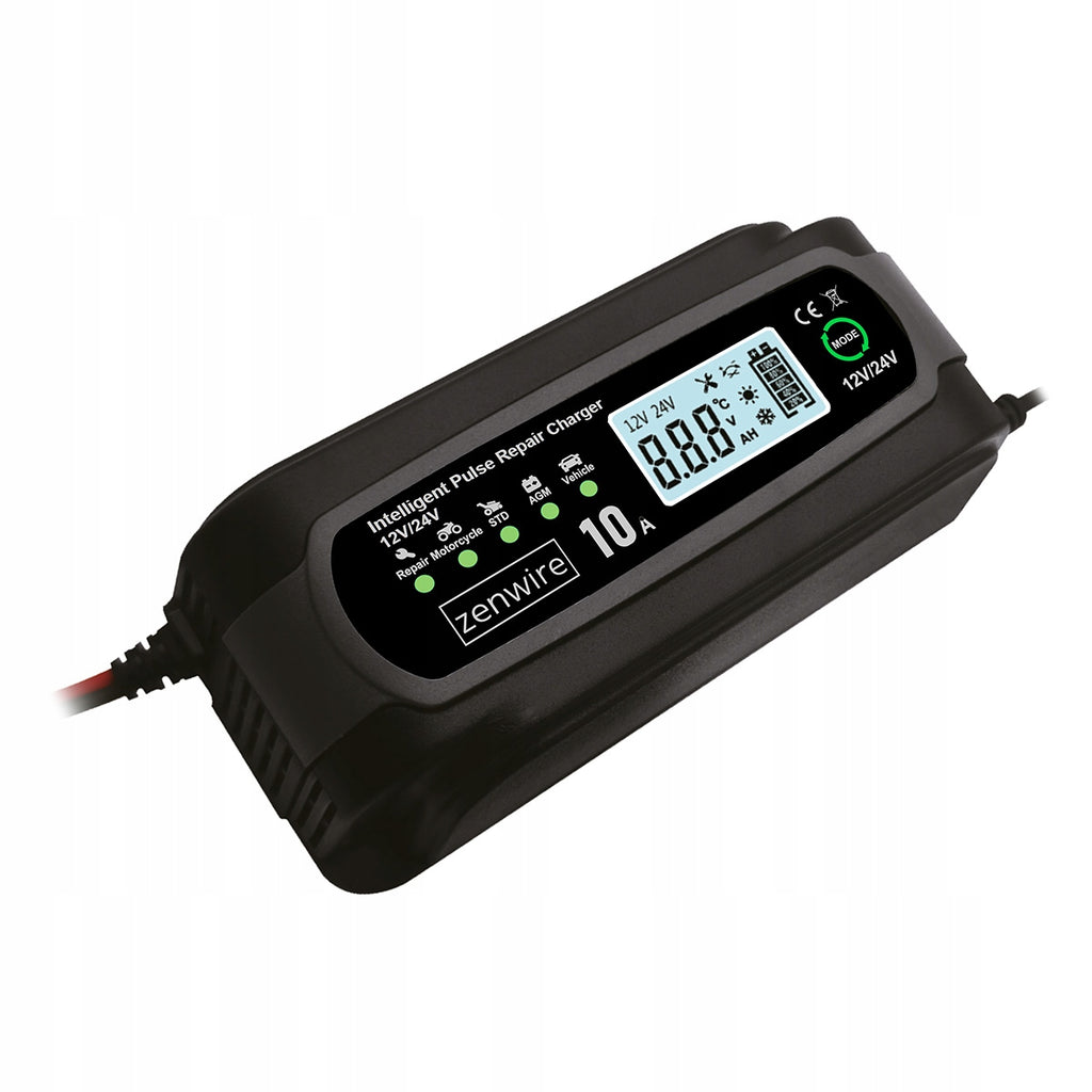 Chargeur-redresseur de batterie de voiture avec fonction de réparation 12 V, 24 V, 10 A Zenwire JMD-10