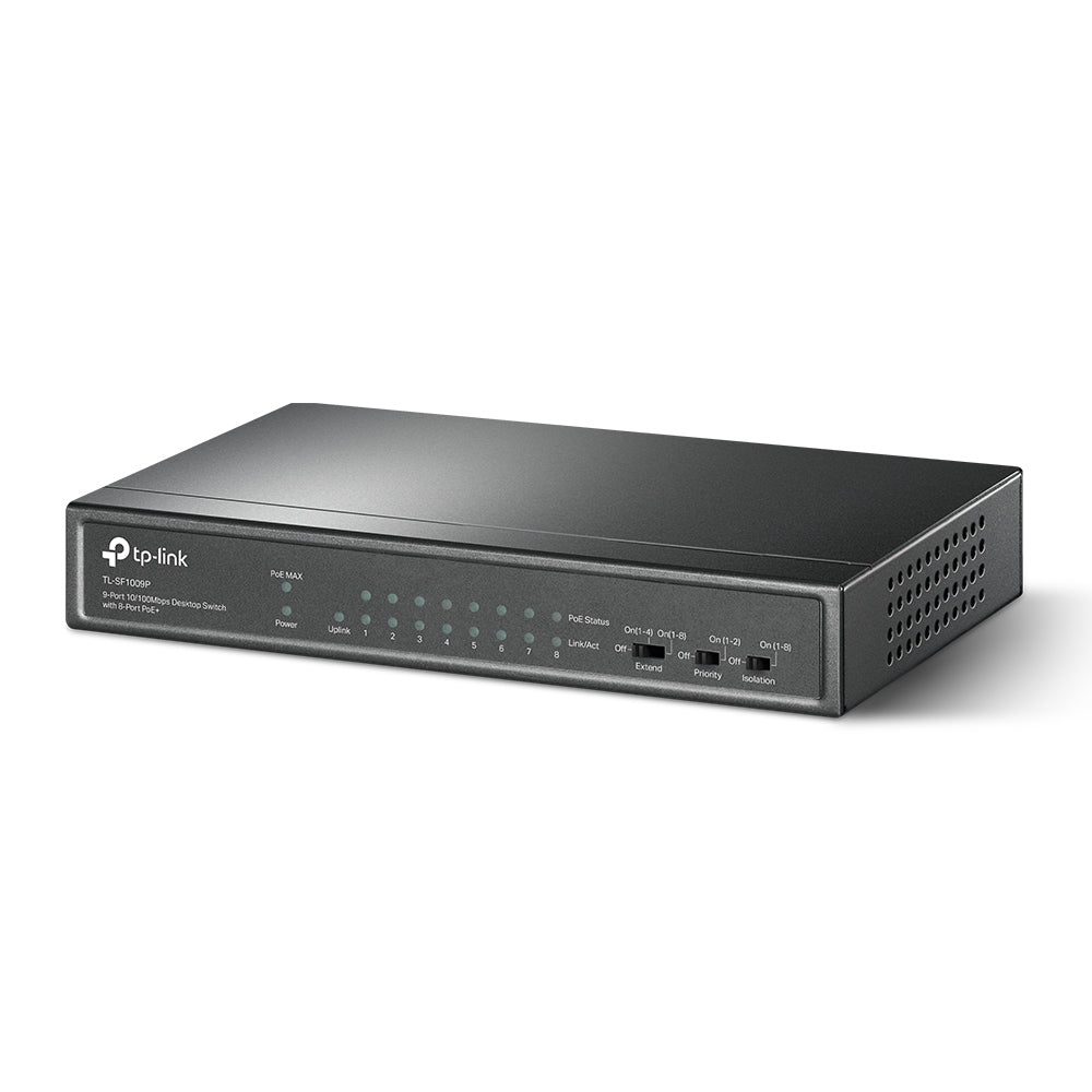 TP-Link TL-SF1009P commutateur réseau Non-géré Fast Ethernet (10/100) Connexion Ethernet, supportant l'alimentation via ce port (PoE) Noir