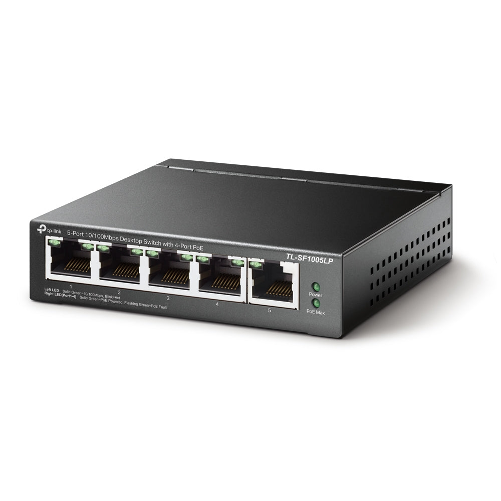 TP-Link TL-SF1005LP commutateur réseau Non-géré Fast Ethernet (10/100) Connexion Ethernet, supportant l'alimentation via ce port (PoE) Noir