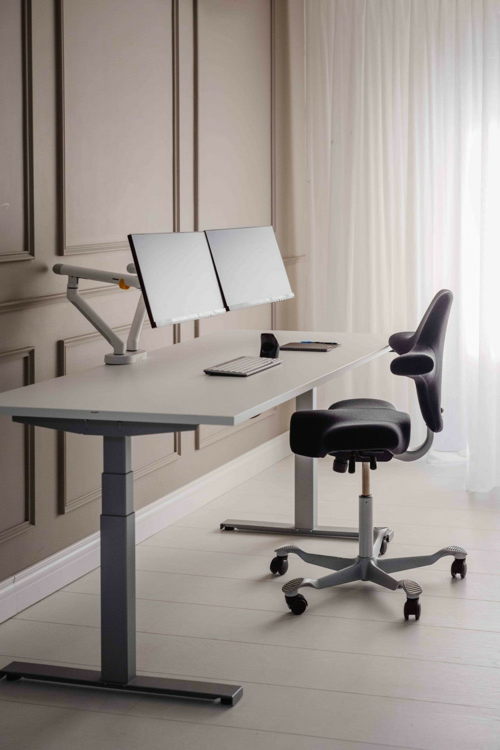 Support Double Bras pour Moniteur BE Flexible Dual, Blanc