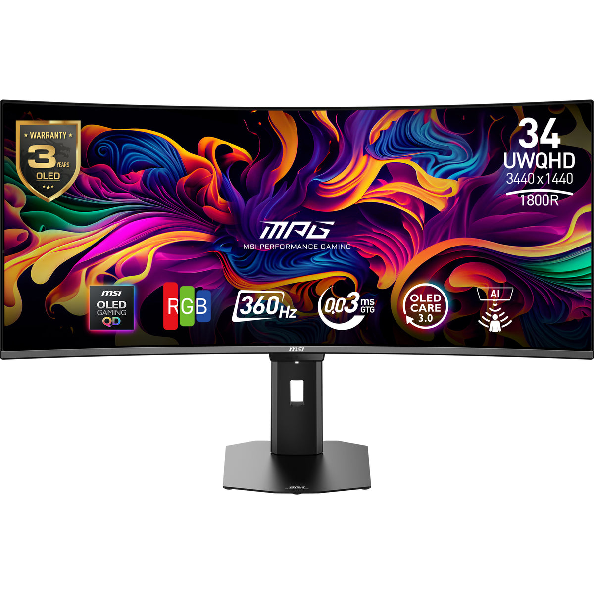 MSI MPG 341CQRDE QD-OLED X36 Écran PC 34" UltraWide Quad HD Noir