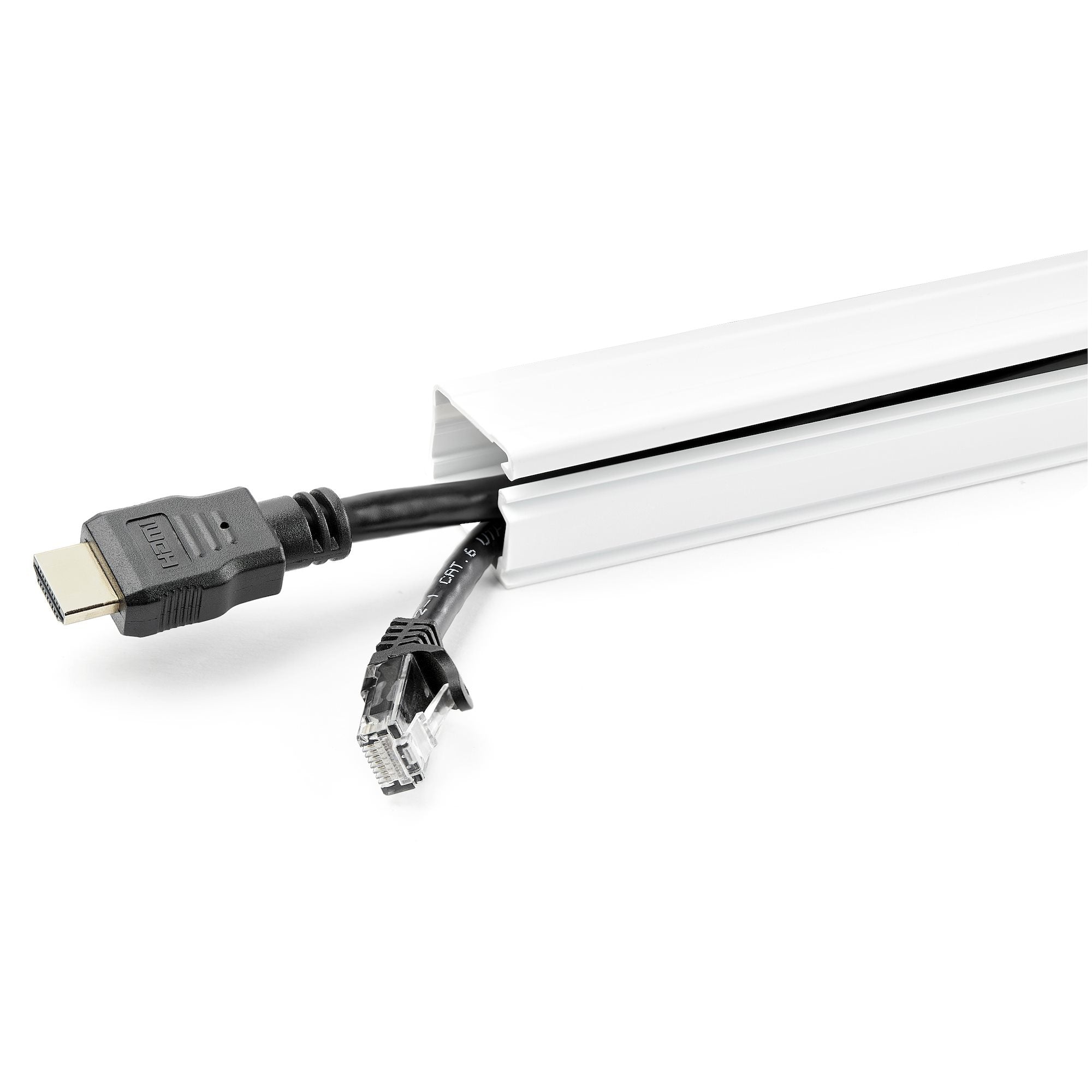 StarTech.com Chemin de Câbles PVC Robuste avec Couvercle et Ruban Adhésif - 32mm W x 20mm H - Longueur 2m - Passe Câble pour Câbles Réseaux/Électriques - Goulottes pour Câbles Muraux, Homologué UL