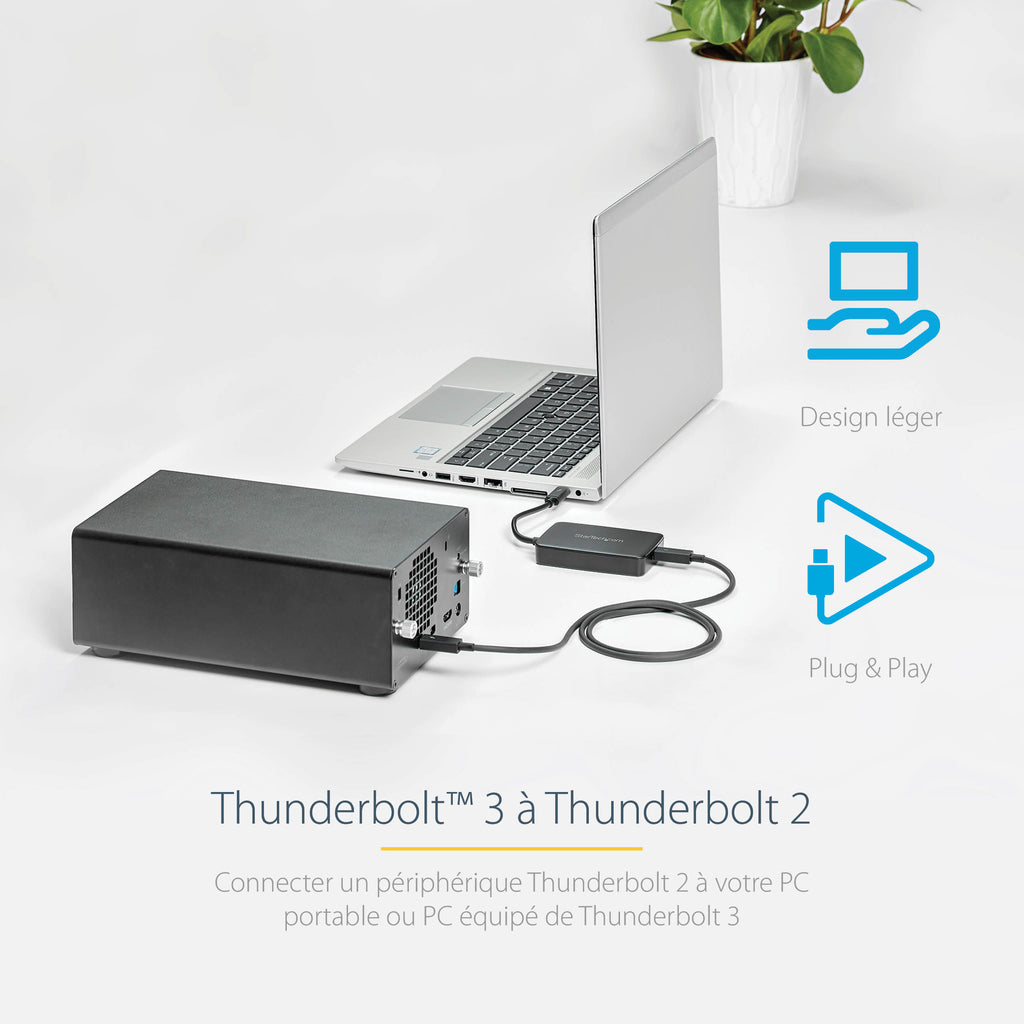 StarTech.com Adaptateur Thunderbolt 3 vers Thunderbolt 2, Convertisseur 20Gbps/10Gbps, Certifié TB3 pour Windows et Mac
