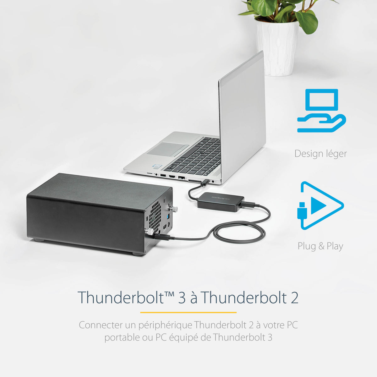 StarTech.com Adaptateur Thunderbolt 3 vers Thunderbolt 2, Convertisseur 20Gbps/10Gbps, Certifié TB3 pour Windows et Mac