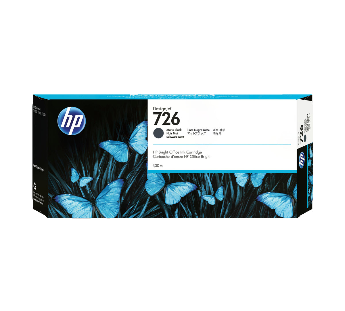 HP 726 Cartouche d'Encre DesignJet Noir Mat, 300 ml