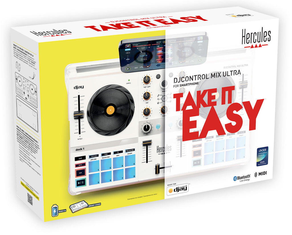 Hercules DJControl Mix Ultra Contrôleur DJ Mobile Sans Fil, Blanc