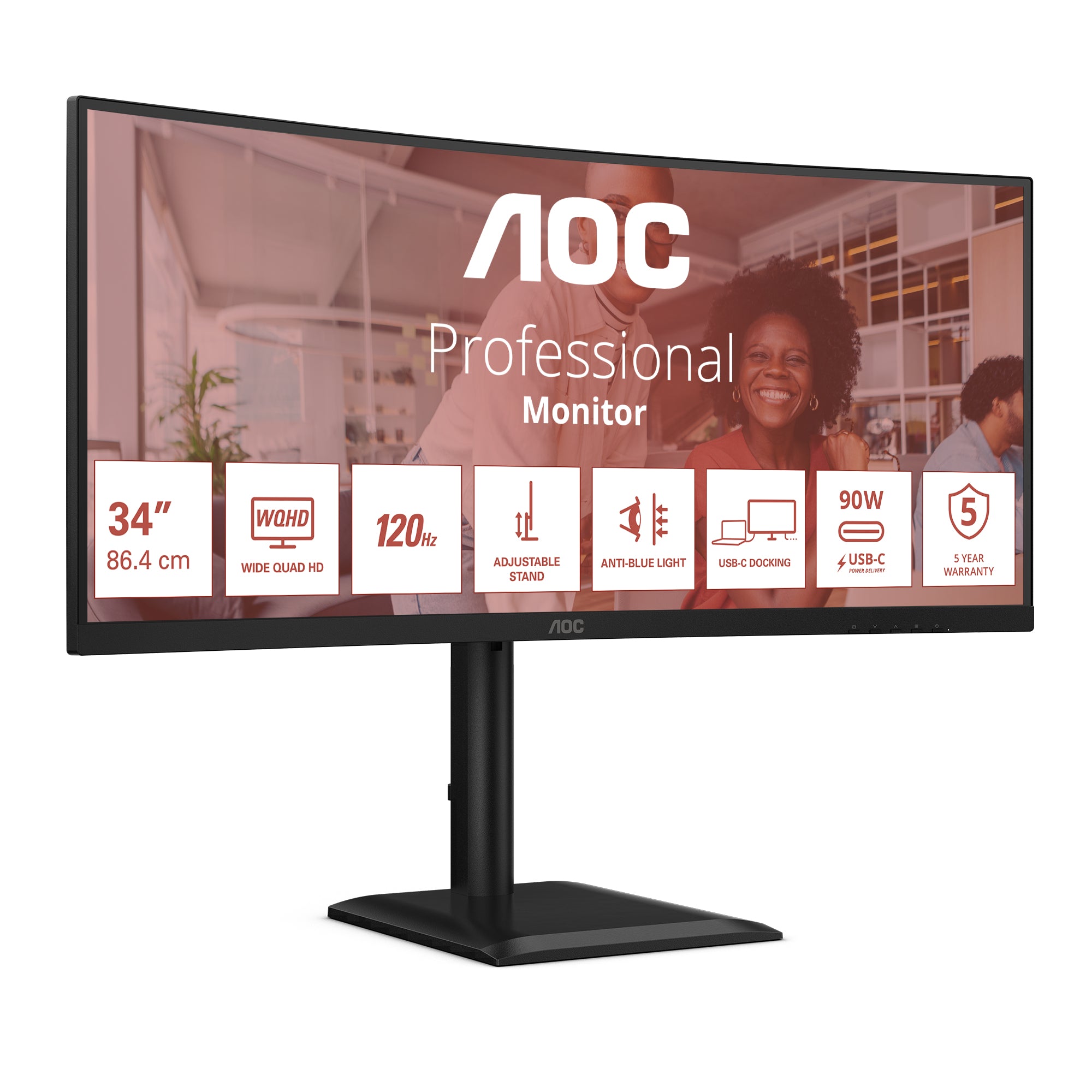 AOC CU34E4C écran plat de PC 86,4 cm (34") 3440 x 1440 pixels Noir