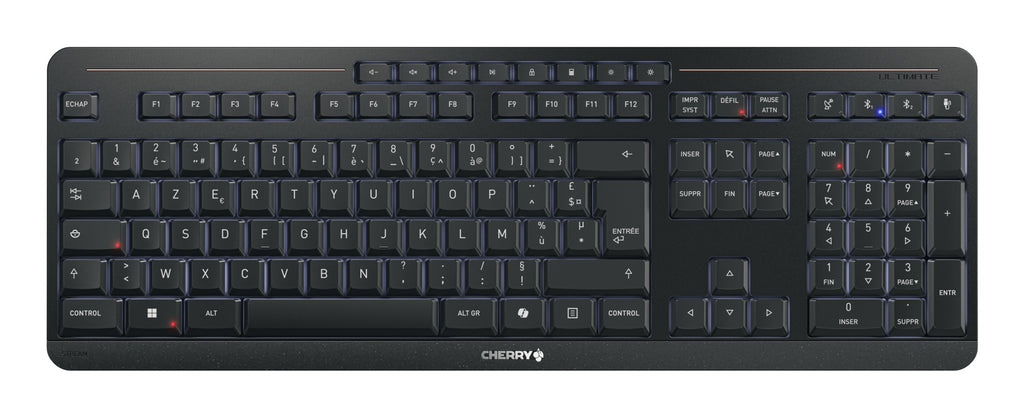 CHERRY Stream Keyboard Ultimate, Clavier AZERTY Français, USB, RF Wireless et Bluetooth, Noir