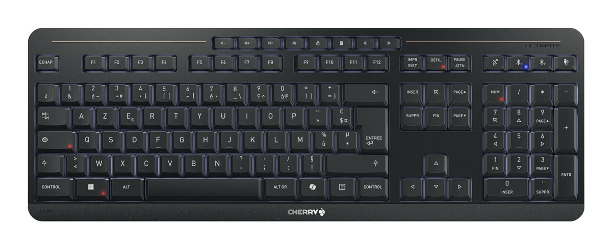 CHERRY Stream Keyboard Ultimate, Clavier AZERTY Français, USB, RF Wireless et Bluetooth, Noir
