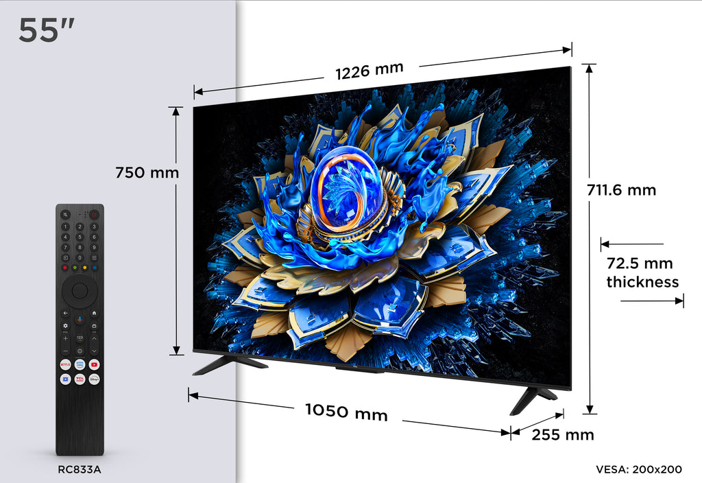 TCL T69C 55T69C TV 139,7 cm (55") 4K Ultra HD Smart TV Wifi Noir 350 cd/m²