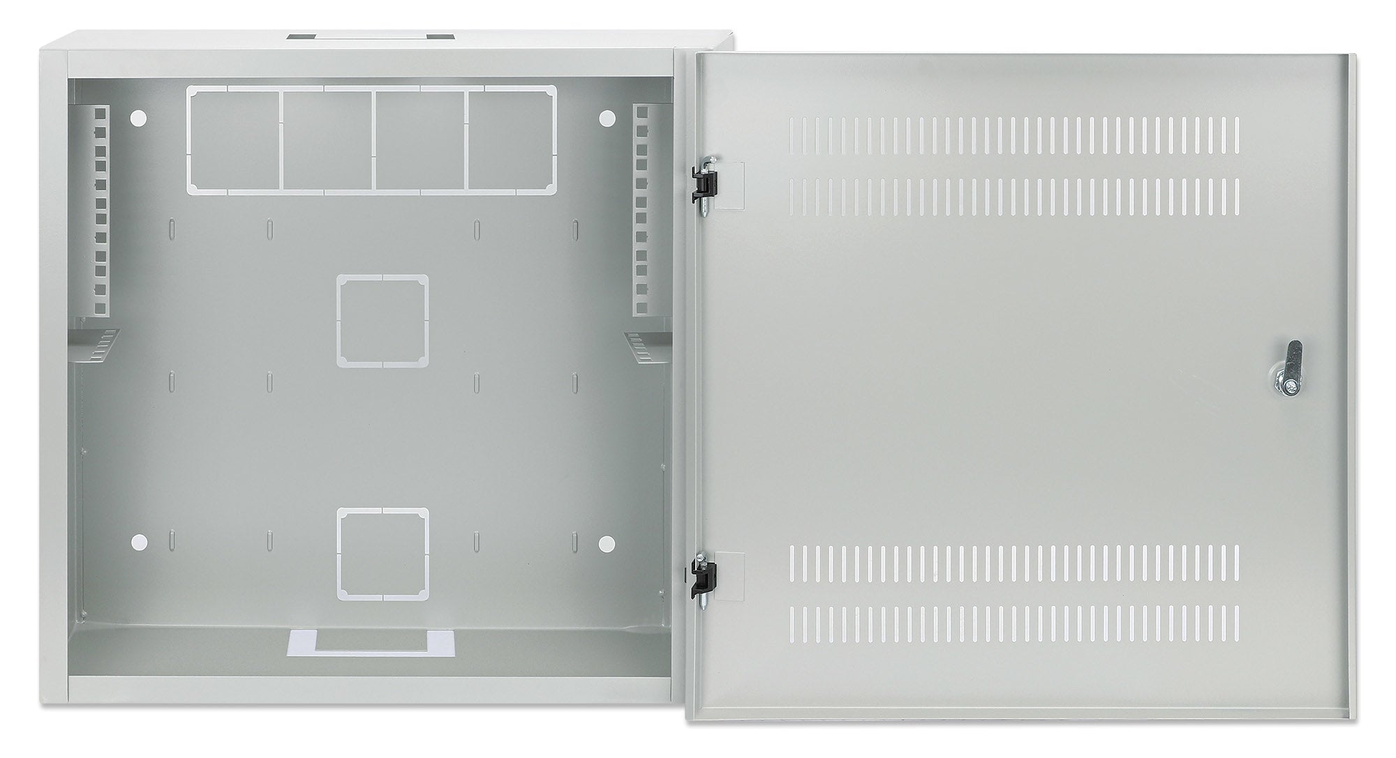 Intellinet Coffret mural 19" extra-plat avec rails 4U horizontaux et 2U verticaux, profondeur 170 mm, idéal AV/multimédia/surveillance, assemblé, gris RAL 7035