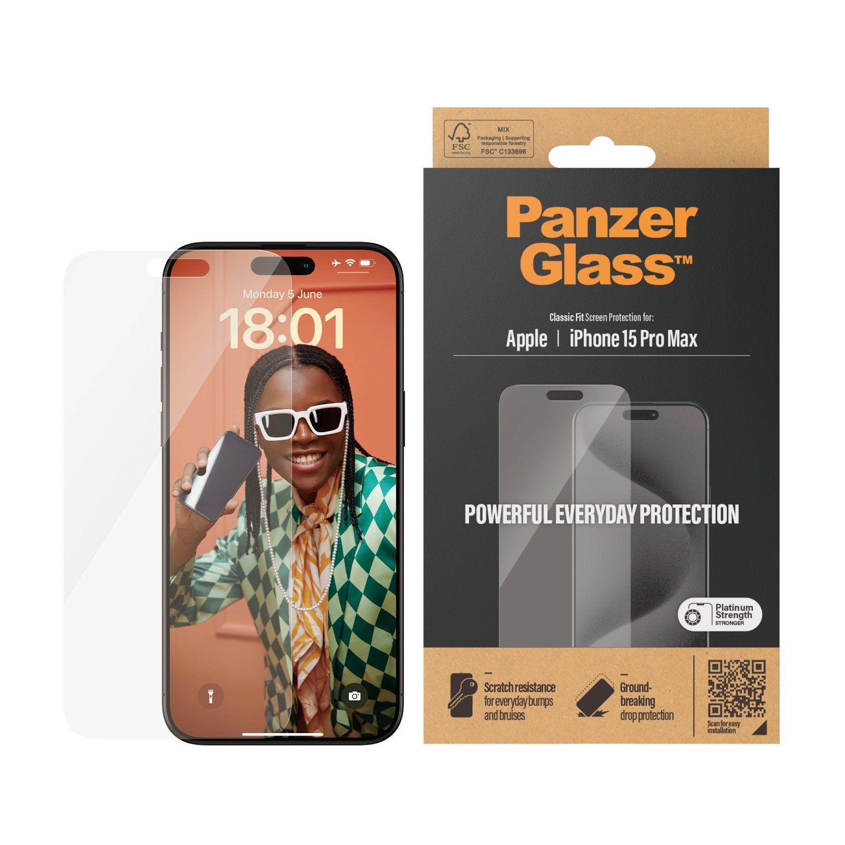 PanzerGlass ® Screen Protector iPhone 15 Pro Max | Classic Fit Protection d'écran transparent Apple 1 pièce(s)
