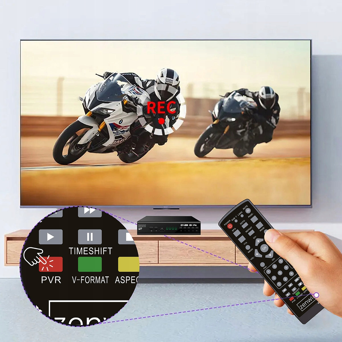 Récepteur satellite DVB-T2 HEVC H.265 Full HD pour la télévision terrestre avec port USB, Zenwire DVB-T2 001