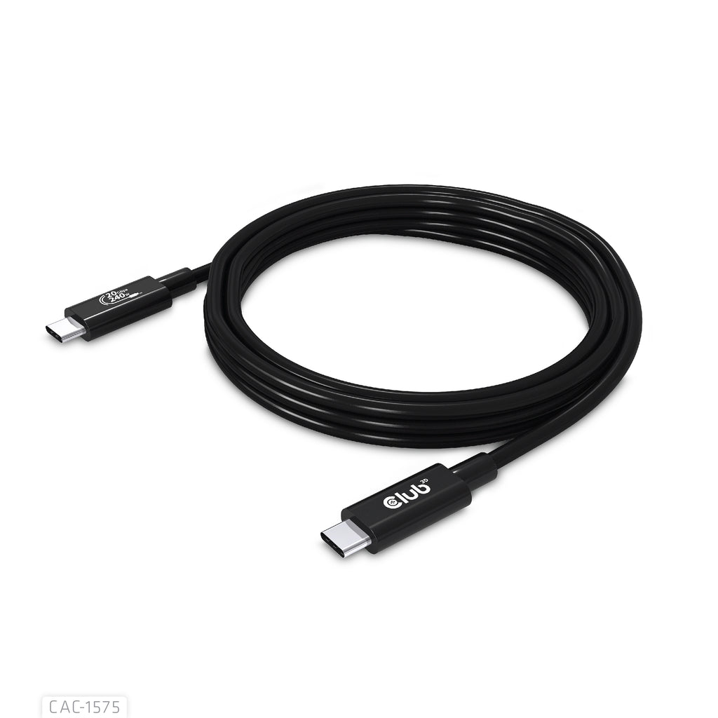 CLUB3D CAC-1575 Câble USB-C vers USB-C USB4 Gen 2x2, 2m, 20 Gbit/s, 240W, Noir