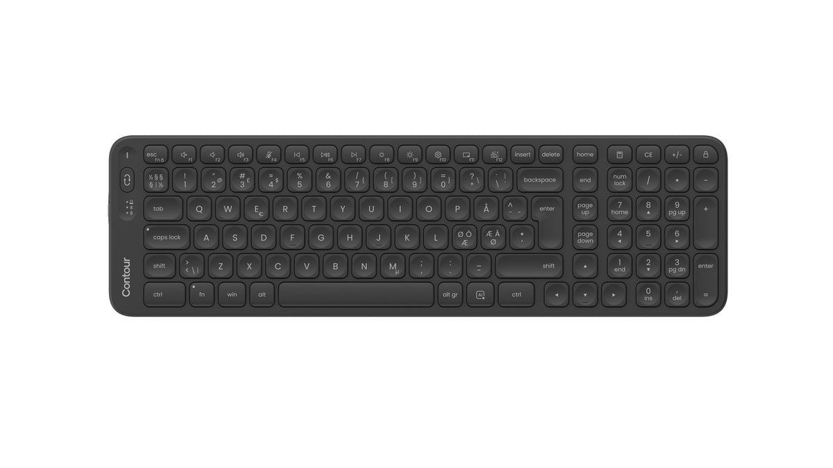Contour Design Balance Clavier de Bureau Sans Fil RF et Bluetooth, QWERTY Nordique, Noir