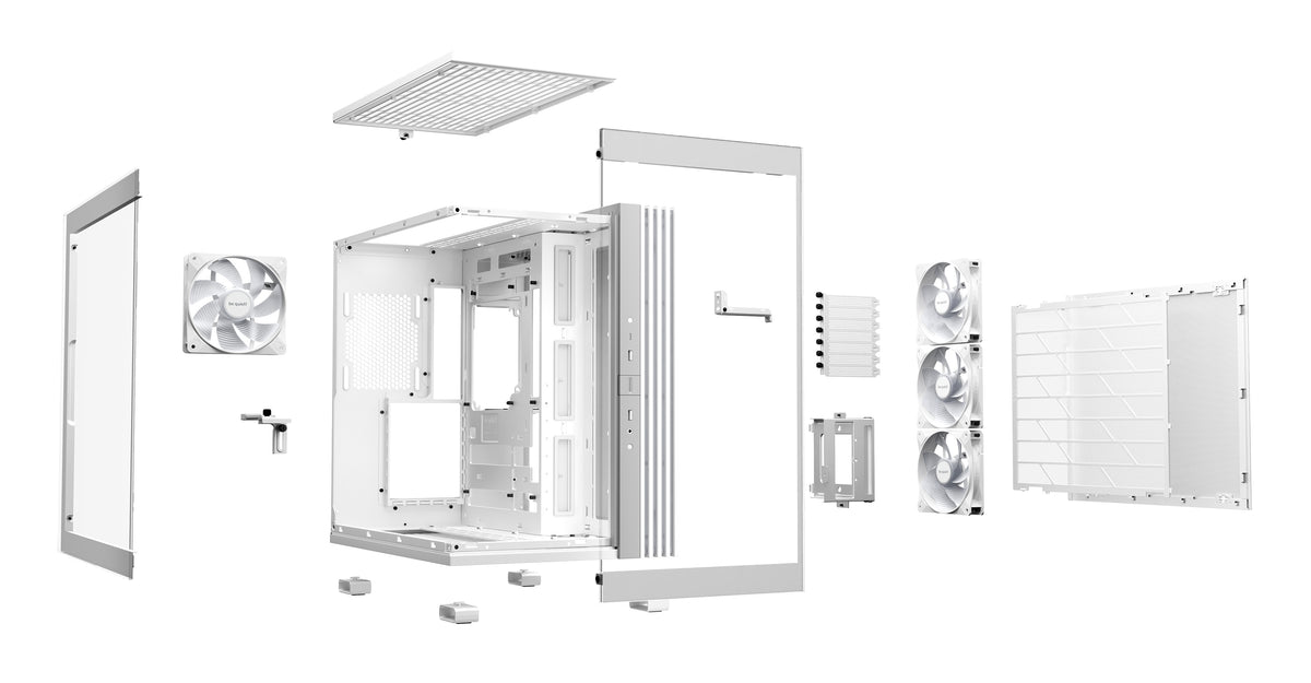 be quiet! Light Base 600 LX Blanc | Boîtier PC ARGB vitré, Mini ITX / Micro ATX / ATX, 4 ventilateurs Light Wings 120 mm PWM