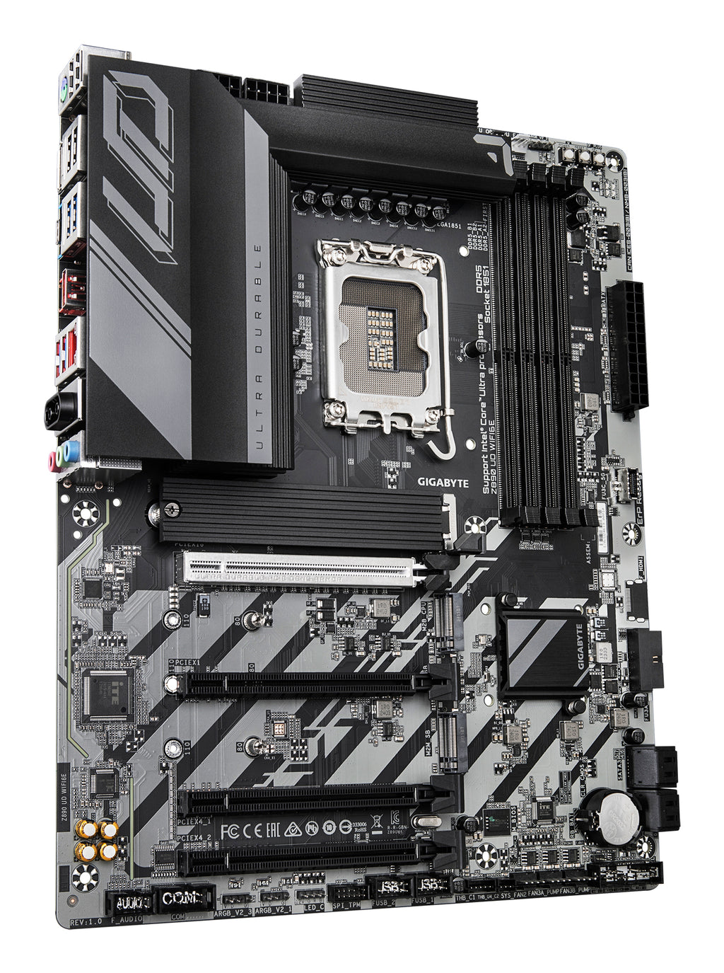 GIGABYTE Carte mère Z890 UD WIFI6E - Prend en charge les processeurs Intel Core Ultra (Série 2), VRM à 12+1+2 phases, jusqu'à 8800MHz DDR5 (OC), 1xPCIe 5.0 + 2xPCIe 4.0, Wi-Fi 6E, LAN 2.5GbE, USB 4