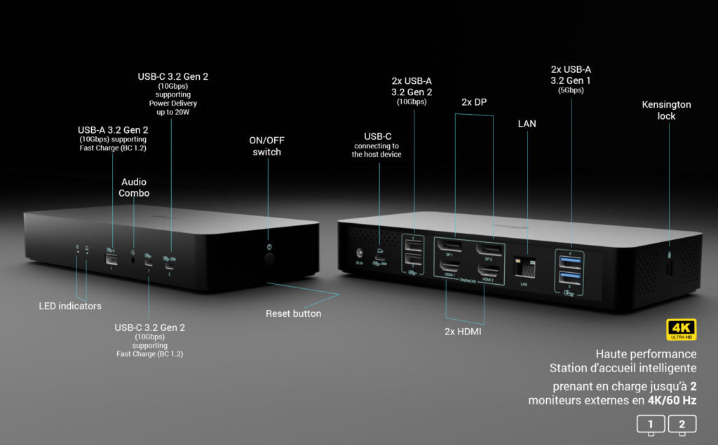 i-tec Station d'accueil Universelle Intelligent Dual Display Power Delivery 100W