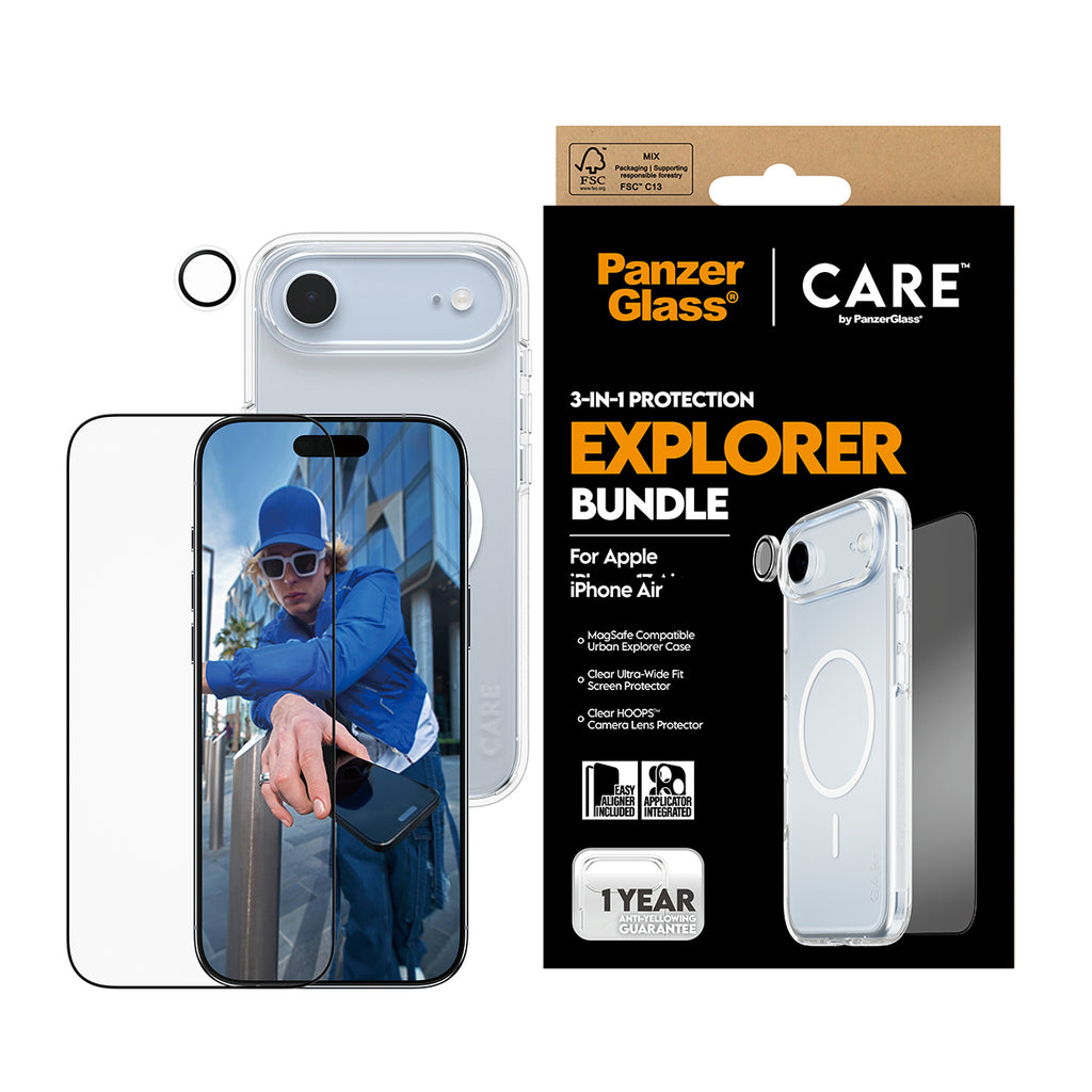 PanzerGlass ® | CARE by ® 3-in-1 Flagship Explorer Bundle iPhone Air Protection d'écran transparent Apple 1 pièce(s)