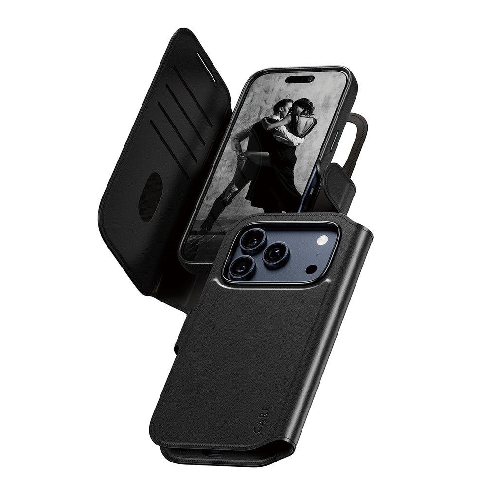 PanzerGlass CARE by Tango Étui Portefeuille 2-en-1 avec MagSafe pour iPhone 17 Pro, Noir