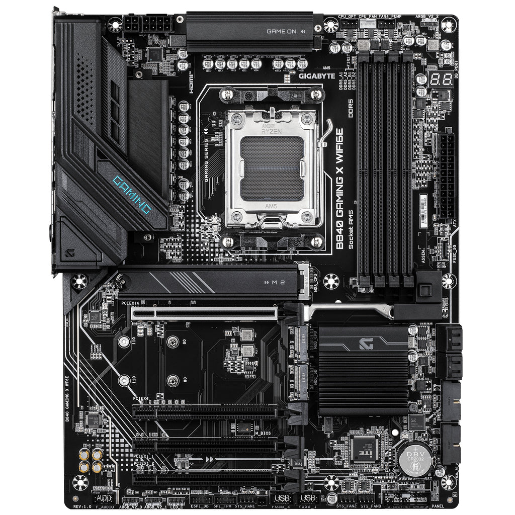 GIGABYTE B840 GAMING X WIFI6E Carte Mère - Processeurs AMD Ryzen 9000, VRM 12+2+2 phases, jusqu’à 7600MHz DDR5(O.C), 2xP