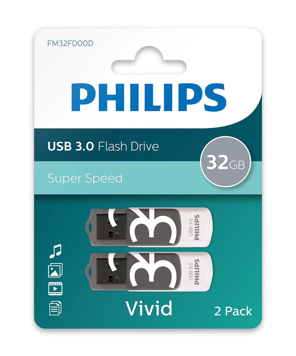 Philips Vivid lecteur USB flash 64 Go USB Type-A 3.2 Gen 1 (3.1 Gen 1) Gris, Blanc