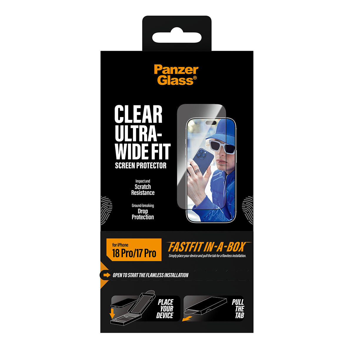 PanzerGlass ® Screen Protector iPhone 2026 Pro | 17 Pro | Ultra-Wide Fit w. FASTFIT IN-A-BOX Protection d'écran transpar