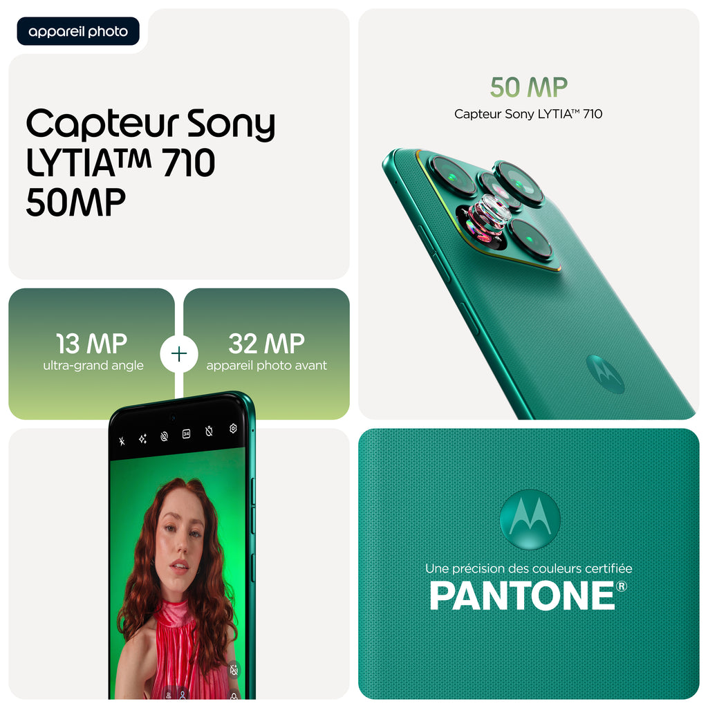 Motorola Edge 70 Fusion 6.78" 5G 256 Go 8 Go RAM 5200 mAh Android 16.0 Double SIM - Vert