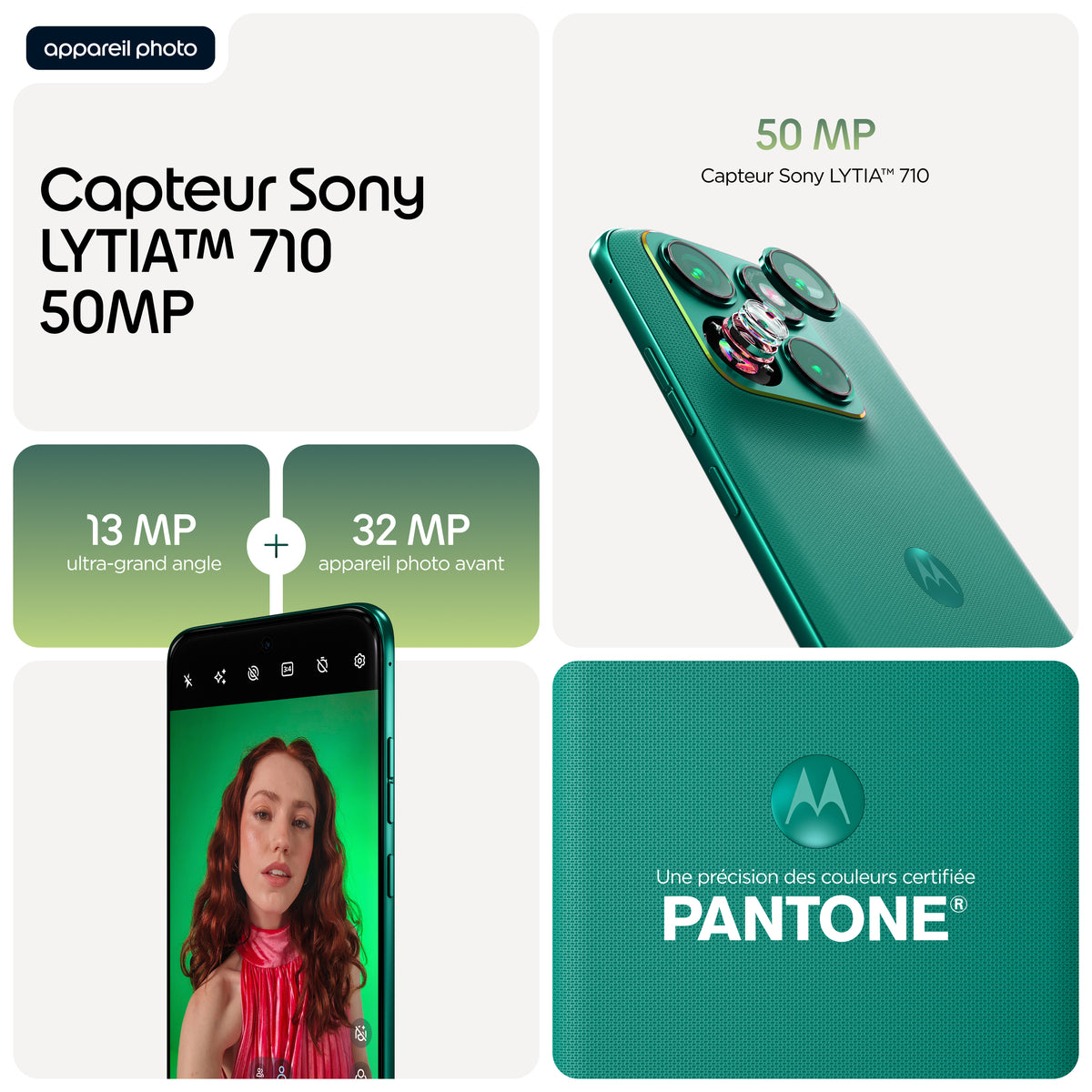 Motorola Edge 70 Fusion 6.78" 5G 256 Go 8 Go RAM 5200 mAh Android 16.0 Double SIM - Vert